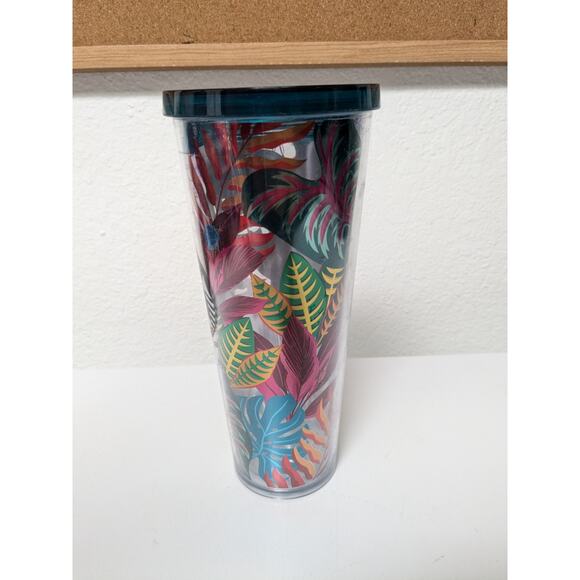 Starbucks 2017 Metallic Tropical Leaves Aloha Travel Tumbler 24 oz venti - Picture 2 of 9
